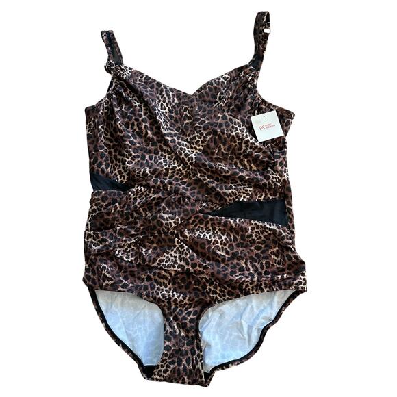 Ruby Ribbon Palm Beach One-Piece Swimsuit Leopard Print Style 1902 22 - Picture 2 of 8